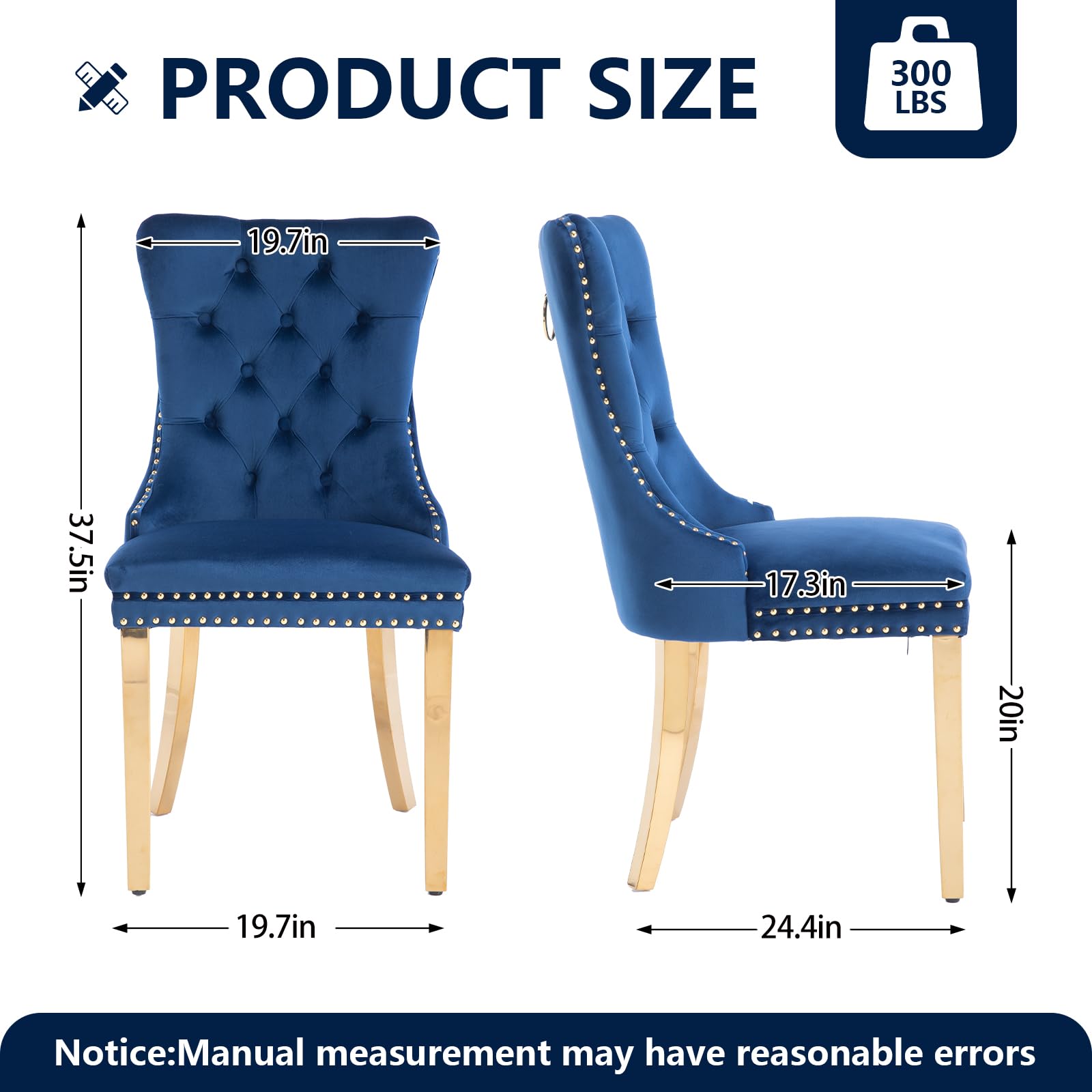 Amazon.co.jp: ブルーベルベットダイニングチェア6脚セット